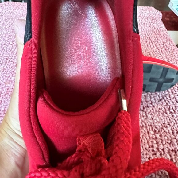 Hermès “Miles” Low-Top Sneakers – Red Leather & Neoprene w/ Black Heels Size 41 - Picture 3 of 4